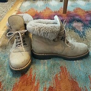 Sorel Shearling and Suede Beige Hiking Boots